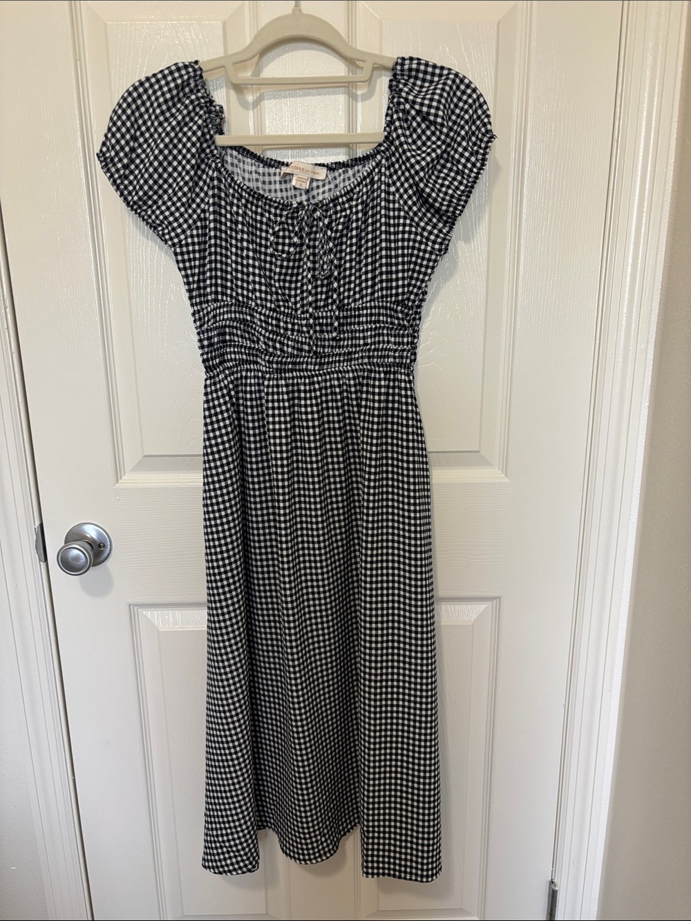 Black and White Gingham Midi Dress